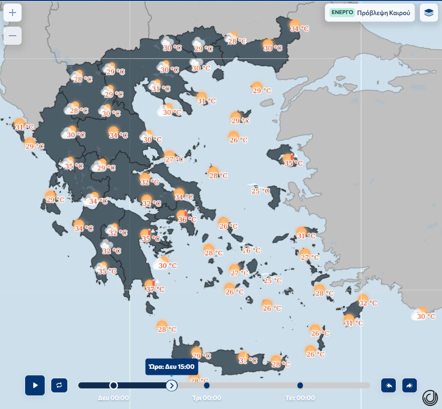 Ο καύσωνας επιμένει με 40άρια και μελτέμια 7 μποφόρ μέχρι την Τετάρτη, οι 3 περιοχές με τις υψηλότερες θερμοκρασίες - 39άρια σε Αττική και νησιά