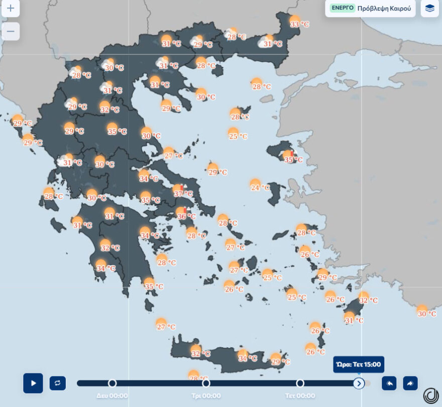 Ο καύσωνας επιμένει με 40άρια και μελτέμια 7 μποφόρ μέχρι την Τετάρτη, οι 3 περιοχές με τις υψηλότερες θερμοκρασίες - 39άρια σε Αττική και νησιά