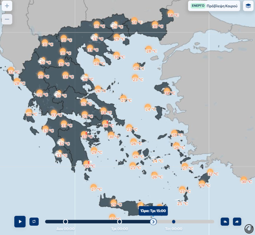 Ο καύσωνας επιμένει με 40άρια και μελτέμια 7 μποφόρ μέχρι την Τετάρτη, οι 3 περιοχές με τις υψηλότερες θερμοκρασίες - 39άρια σε Αττική και νησιά