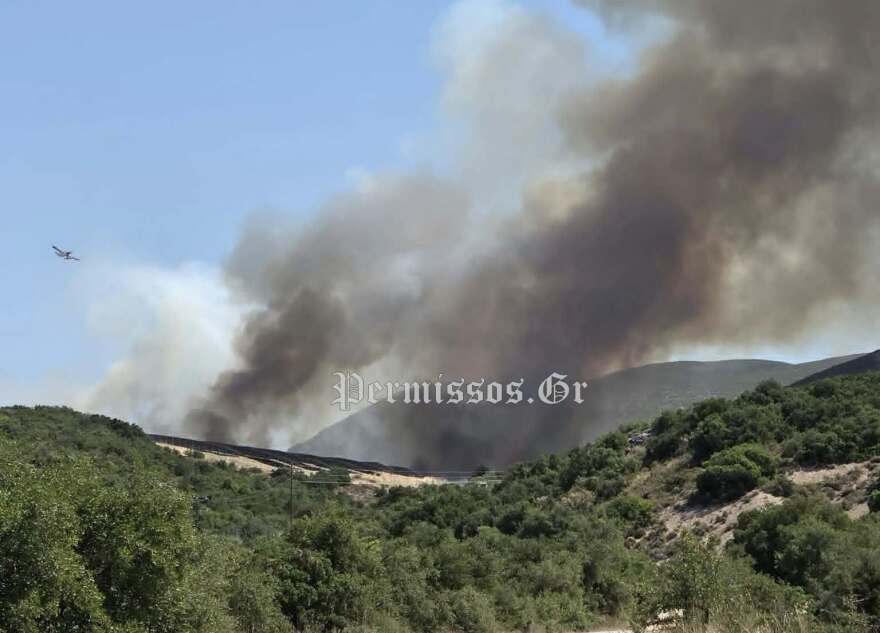 Φωτιά στον Μύτικα Θήβας, καίει κοντά σε φωτοβολταϊκό πάρκο, 8 αεροσκάφη στη μάχη