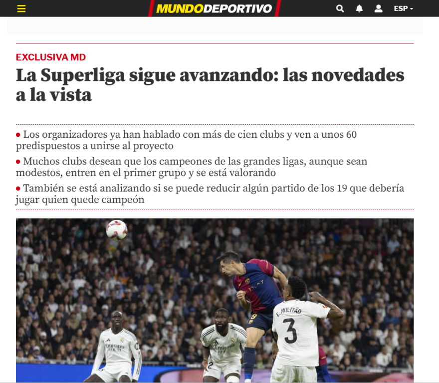 European Super League: Επιμένουν στην Ισπανία ότι έρχονται εξελίξεις