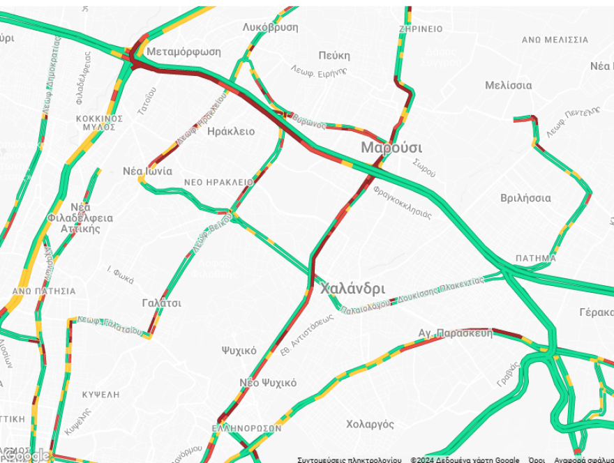 Κίνηση τώρα: Τεράστιο μποτιλιάρισμα σε Κηφισίας, Αττική Οδό και κέντρο Αθήνας - Ο χάρτης με τα προβλήματα