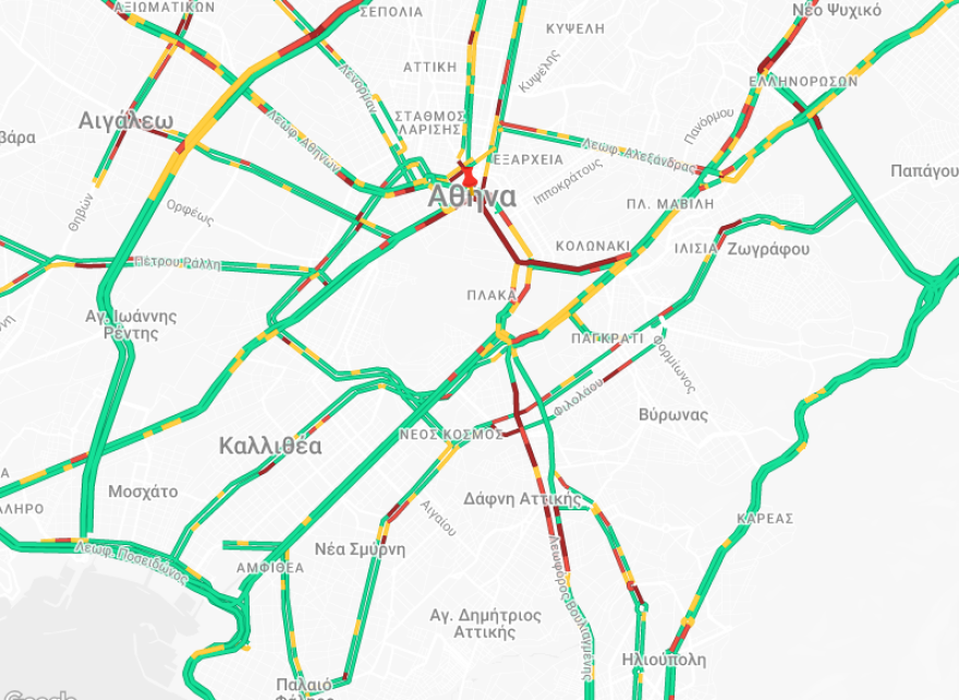 Κίνηση τώρα: Τεράστιο μποτιλιάρισμα σε Κηφισίας, Αττική Οδό και κέντρο Αθήνας - Ο χάρτης με τα προβλήματα
