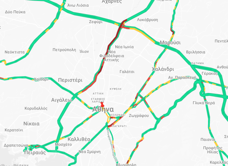 Κίνηση τώρα: Μποτιλιαρισμένος ο Κηφισός λόγω τροχαίου, 30λεπτες καθυστερήσεις στην Αττική Οδό