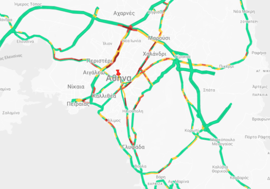 Κίνηση στους δρόμους: Μποτιλιάρισμα τώρα στον Κηφισό - 30λεπτες καθυστερήσεις Αττική Οδό 