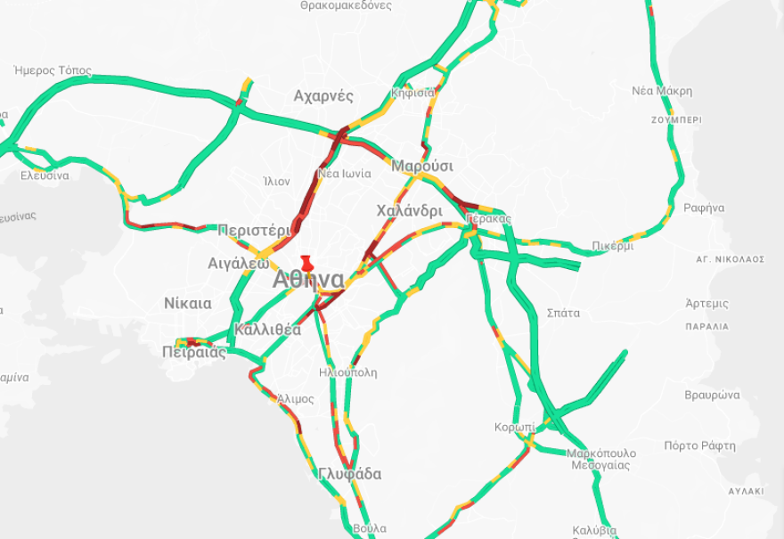 Κίνηση τώρα: Στο «κόκκινο» ο Κηφισός - Πού έχει καθυστερήσεις