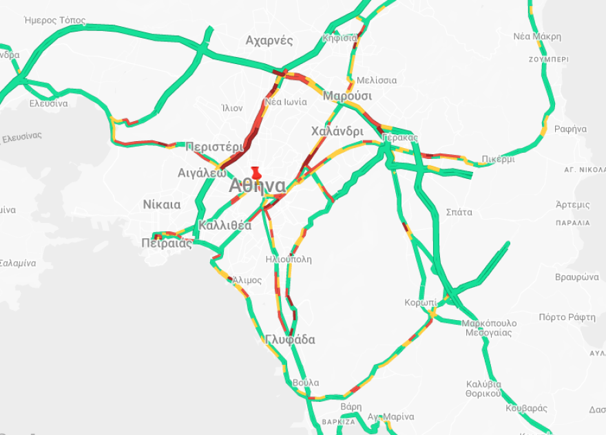 Κίνηση τώρα: Μποτιλιάρισμα στον Κηφισό και την Κηφισίας