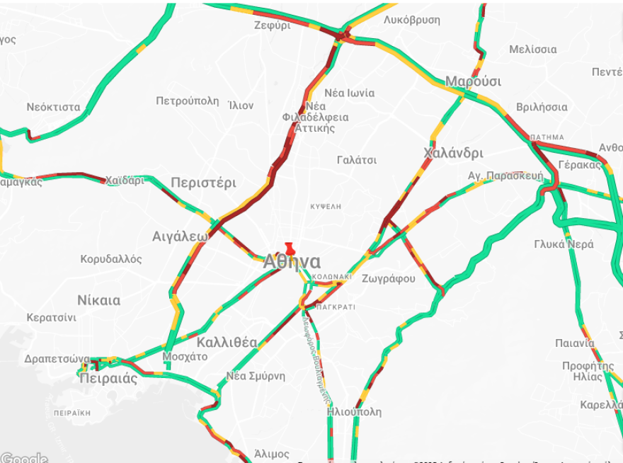 Κίνηση στους δρόμους:Στο «κόκκινο» το ρεύμα ανόδου στον Κηφισό - Πού έχει αυξημένη κίνηση τώρα 