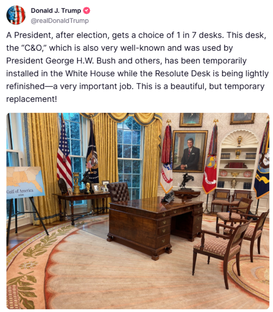 O Τραμπ άλλαξε το γραφείο Resolute λίγες ημέρες αφότου ο γιος του Μασκ εμφανίστηκε να σκουπίζει μύξες πάνω του -  Βίντεο