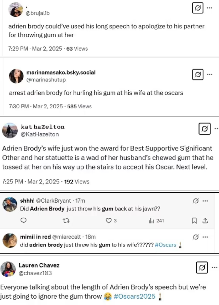 Άντριεν Μπρόντι: Η κίνηση στα Όσκαρ που προκάλεσε δυσαρέσκεια - Πέταξε την τσίχλα του στη σύντροφό του πριν ανέβει στη σκηνή 