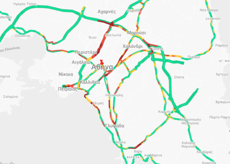 Κίνηση στους δρόμους: Καθυστερήσεις άνω των 30 λεπτών στην Αττική Οδό - Στο κόκκινο και ο Κηφισός