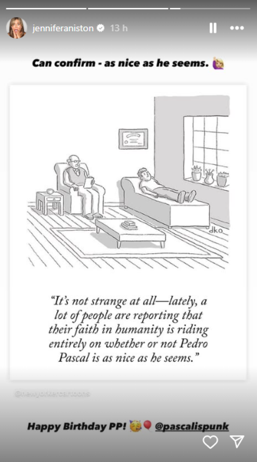 Τζένιφερ Άνιστον: Οι ευχές της για τα 50ά γενέθλια του Πέδρο Πασκάλ - «Είναι τόσο καλός, όσο φαίνεται»