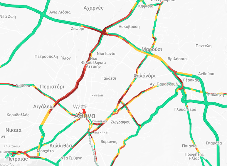 Κίνηση τώρα στους δρόμους: Για «γερά νεύρα» Κηφισός και Κηφισίας, μποτιλιάρισμα και στο κέντρο της Αθήνας