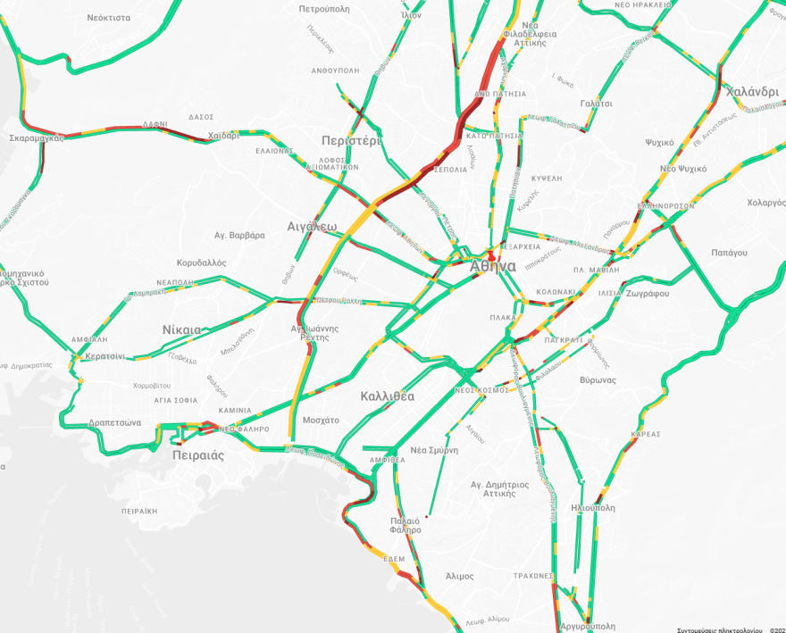Κίνηση στους δρόμους: Σημειωτόν σε Κηφισό και Σκαραμαγκά, πού έχει κίνηση τώρα