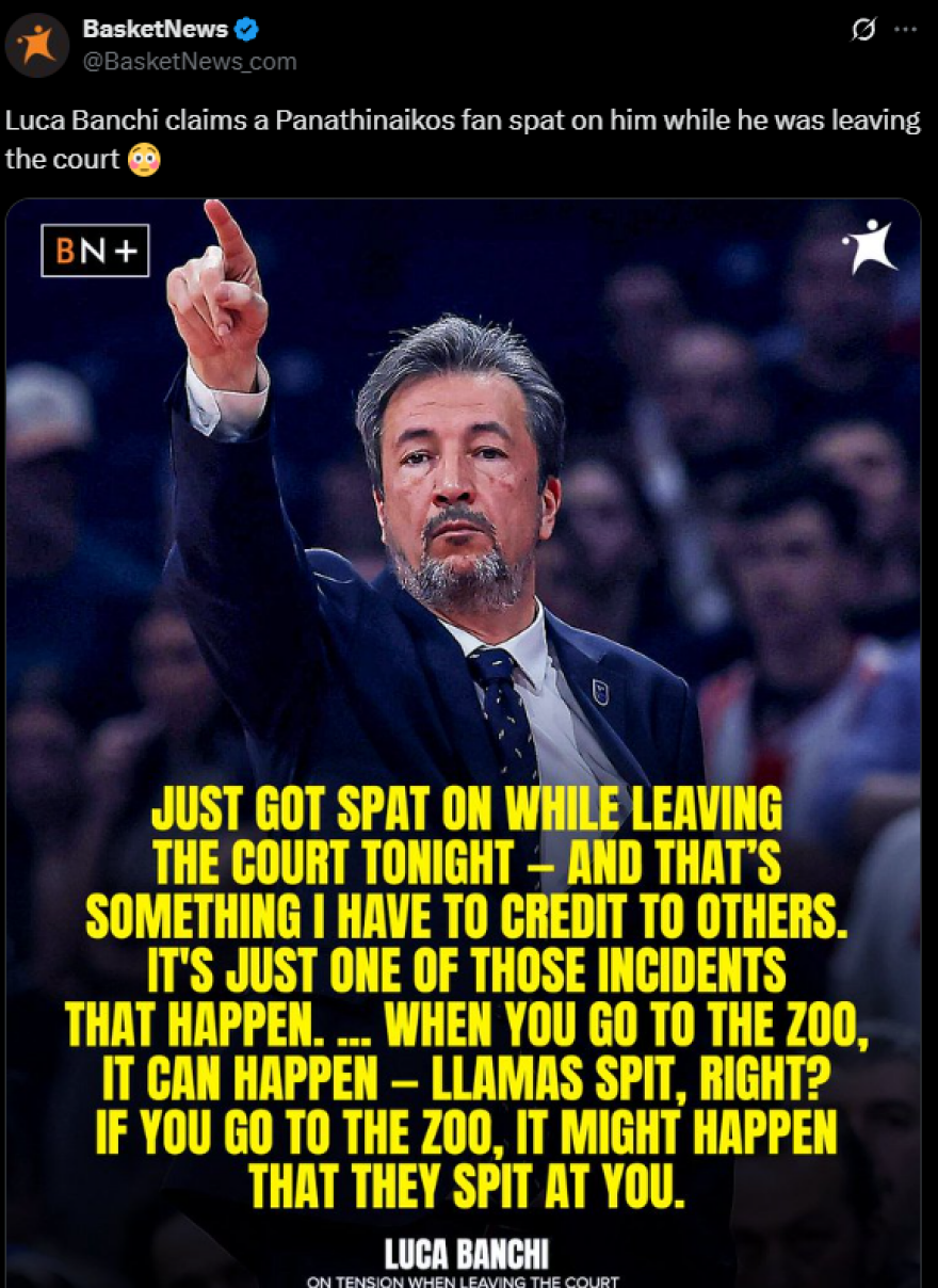 Ο Μπάνκι παρομοίασε με «ζωολογικό κήπο» το ΟΑΚΑ - Κάποιος με έφτυσε, και εκεί τα λάμα μπορεί να σε φτύσουν σωστά; 