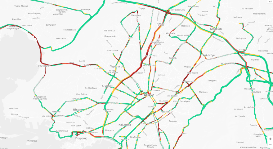 Κίνηση στους δρόμους τώρα live: Στο κόκκινο Κηφισός, κέντρο, Σκαραμαγκάς, 20λεπτες καθυστερήσεις και στην Αττική Οδό 