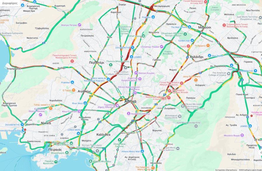 Κίνηση τώρα:  Σημειωτόν σε Κηφισό και Λ. Αθηνών, 30λεπτες καθυστερήσεις στην Αττική Οδό - Πού υπάρχουν προβλήματα