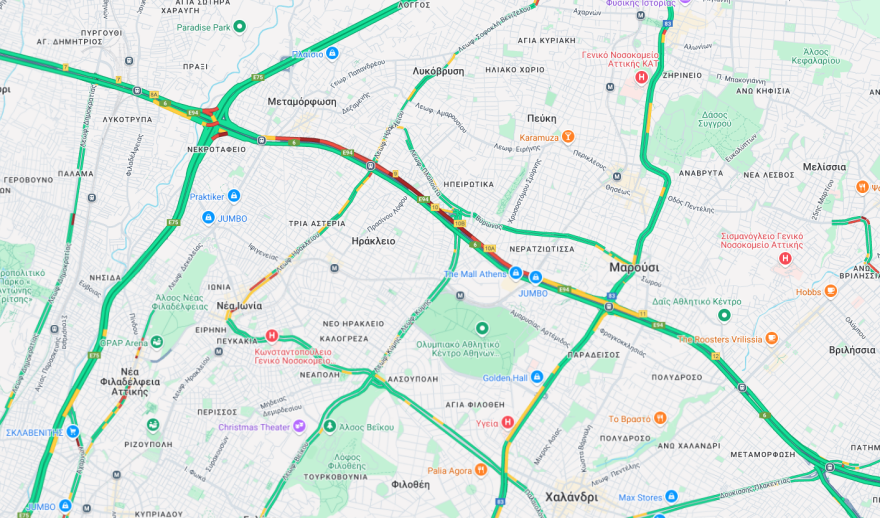 Αττική Οδός: Έπεσε τσιμέντο στο ύψος της Μεταμόρφωσης - Καθυστερήσεις 20 λεπτών 2 Έπεσε τσιμέντο στην Αττική Οδό, στο ύψος Μεταμόρφωσης - 20λεπτες καθυστερήσεις από Κηφισίας έως την έξοδο για Λαμία, δεξιά λωρίδα κλειστή