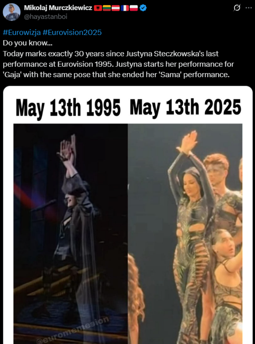 Eurovision 2025: Η εντυπωσιακή εμφάνιση της τραγουδίστριας της Πολωνίας 30 χρόνια μετά την πρώτη συμμετοχή της στον διαγωνισμό