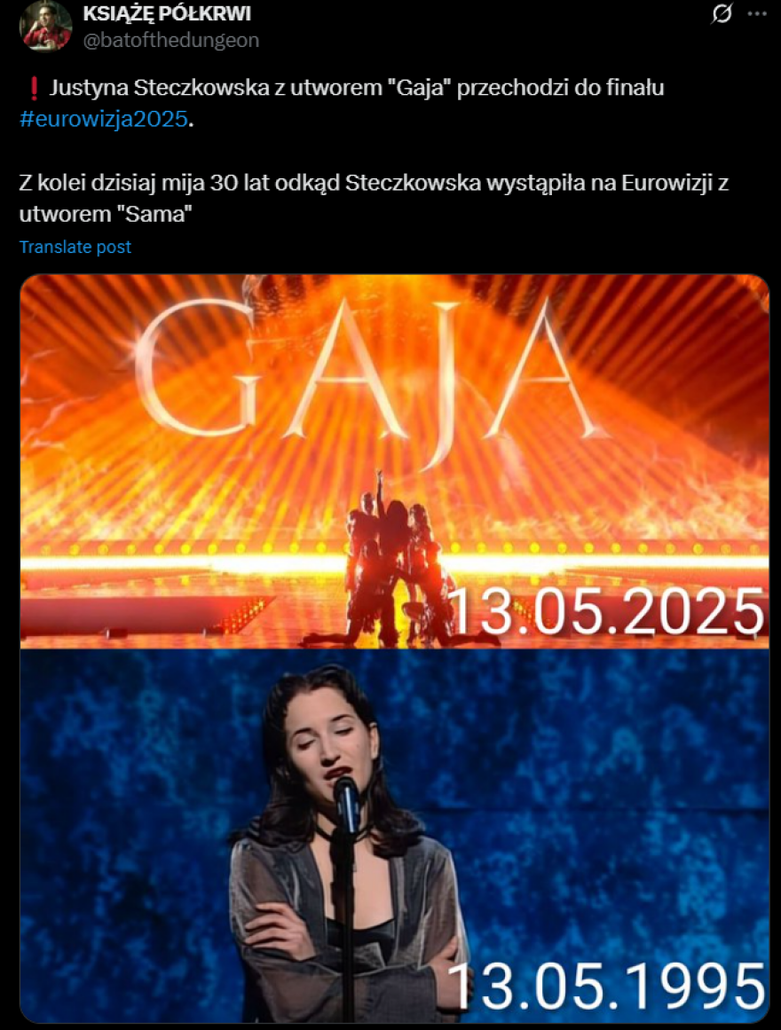 Eurovision 2025: Η εντυπωσιακή εμφάνιση της τραγουδίστριας της Πολωνίας 30 χρόνια μετά την πρώτη συμμετοχή της στον διαγωνισμό