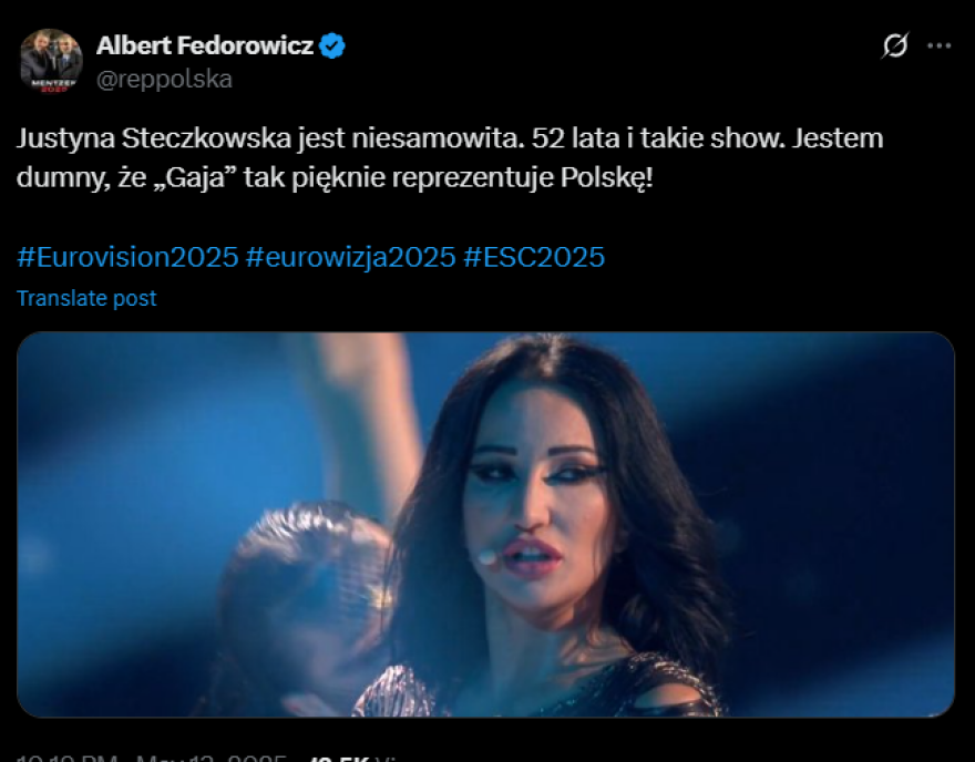 Eurovision 2025: Η εντυπωσιακή εμφάνιση της τραγουδίστριας της Πολωνίας 30 χρόνια μετά την πρώτη συμμετοχή της στον διαγωνισμό