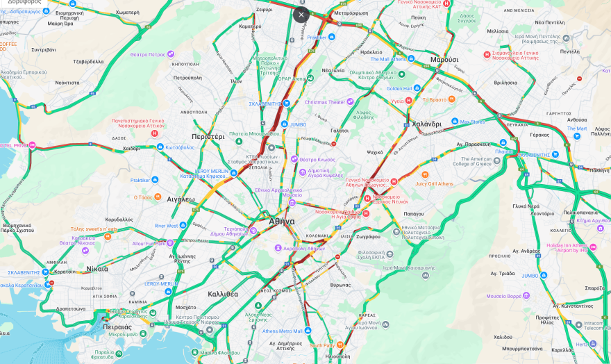 Κίνηση στους δρόμους τώρα live: Μποτιλιάρισμα σε Κηφισό, Σκαραμαγκά και Αττική Οδό 