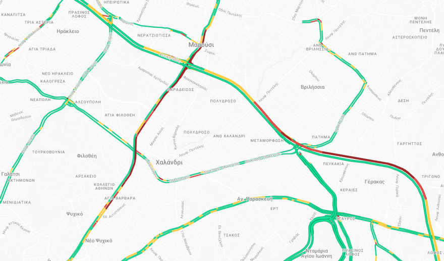 Ταλαιπωρία επί της Λ. Κηφισιάς λόγω έργων μετά το «Δαχτυλίδι» - Μεγάλες καθυστερήσεις από το ύψος της Φιλοθέης
