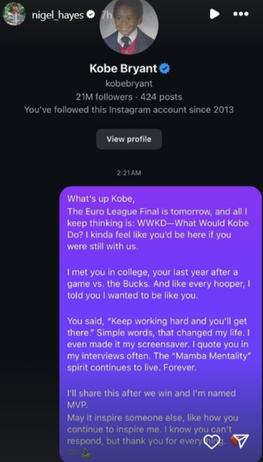 Το συγκλονιστικό μήνυμα του Χέιζ-Ντέιβις για τον Κόμπι: Το Mamba Mentality θα ζει για πάντα, ευχαριστώ για όλα