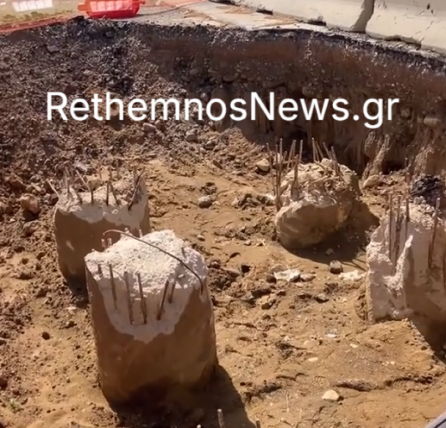 Ρέθυμνο: Αυτοκίνητο έπεσε σε τεράστια λακούβα των έργων στο ΒΟΑΚ