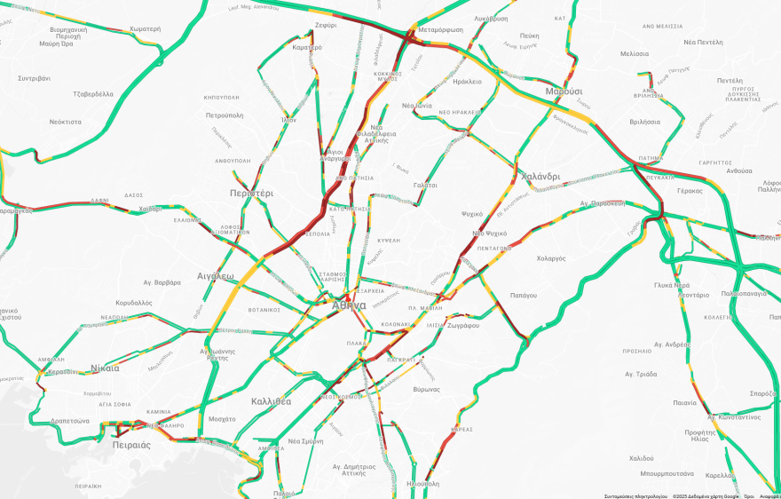 Κίνηση στους δρόμους τώρα live: Στο «κόκκινο» ο Κηφισός, 30λεπτες καθυστερήσεις στην Αττική Οδό 