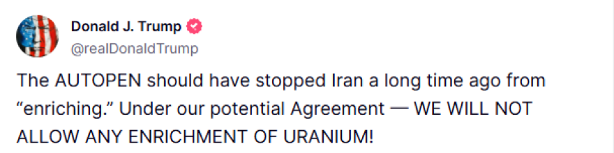 Ο Τραμπ διαψεύδει δημοσίευμα του Axios: Δεν θα επιτρέψουμε κανέναν εμπλουτισμό ουρανίου από πλευράς Ιράν
