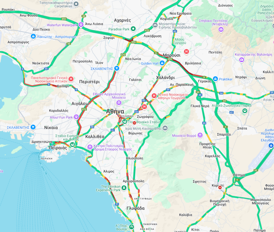 Μποτιλιάρισμα στον Κηφισό, πάνω από 30 λεπτά καθυστερήσεις στην Αττική Οδό στο ρεύμα προς Ελευσίνα - Σε εξέλιξη η έξοδος του Αγίου Πνεύματος