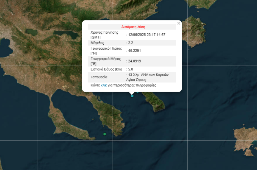 Σεισμός 3 Ρίχτερ στο Άγιον Όρος 