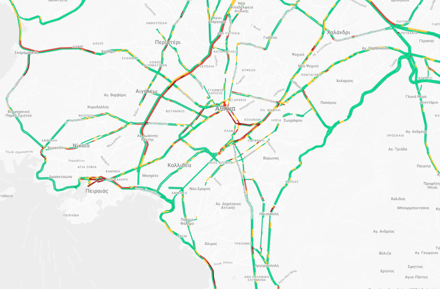 Κίνηση στους δρόμους τώρα live: Δύσκολη η Παρασκευή για τον Κηφισό, στο «κόκκινο» Πειραιάς, Σκαραμαγκάς και Παραλιακή  