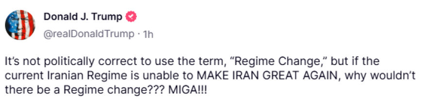 Τραμπ: Αν το σημερινό καθεστώς στο Ιράν είναι ανίκανο, γιατί να μην υπάρξει αλλαγή