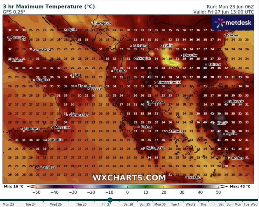 Έρχεται μίνι καύσωνας που φέρνει 42αρια, οι 4 περιοχές που θα καούν για 48 ώρες - Αναλυτικοί χάρτες με τις θερμοκρασίες