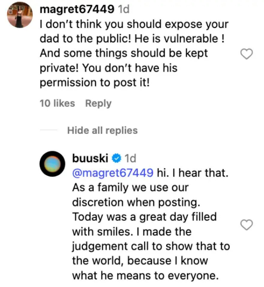 Μπρους Γουίλις: Η απάντηση της κόρης του σε σχόλιο μετά τις νέες φωτογραφίες που δημοσίευσε - «Δεν πρέπει να τον εκθέτεις, είναι ευάλωτος»