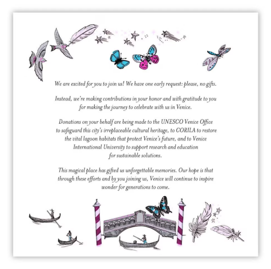 Τζεφ Μπέζος - Λόρεν Σάντσεζ: «Απαγορεύονται» τα δώρα στον γάμο τους - Πολύχρωμο το προσκλητήριο με πεταλούδες και γόνδολες