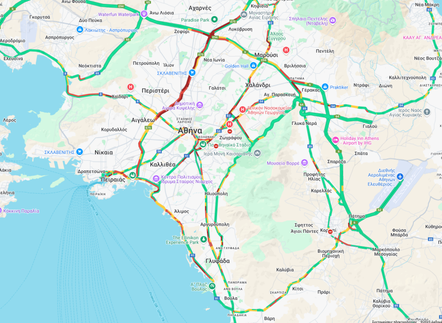 Live η κίνηση: Μποτιλιαρισμένος ο Κηφισός, καθυστερήσεις και στην Αττική Οδό - Ποιοι δρόμοι κλείνουν από τις 10:00 στο κέντρο για το ΕΚΟ Ράλλυ Ακρόπολις 2025