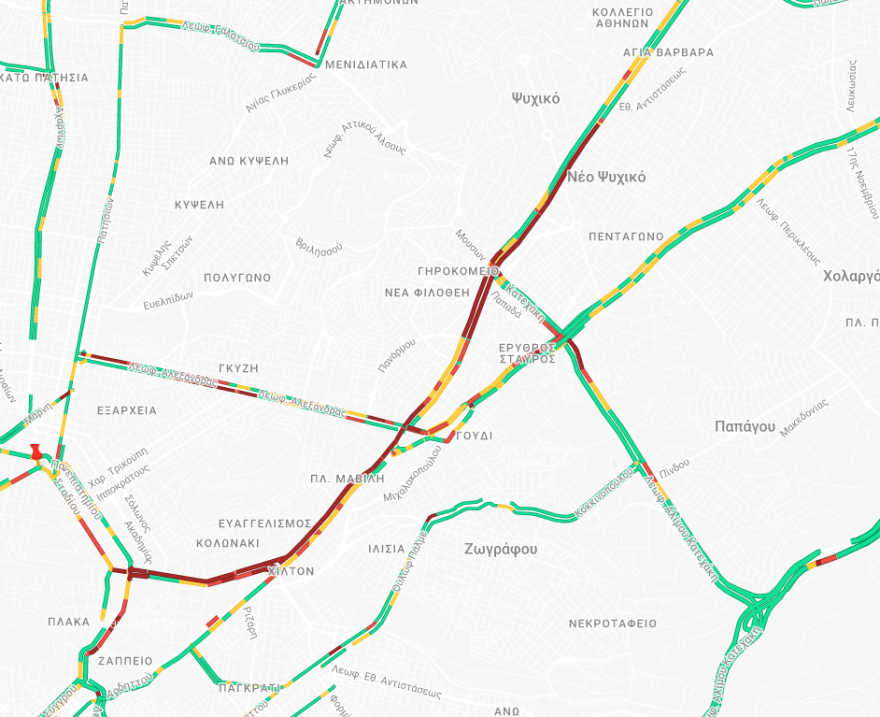 Live η κίνηση στους δρόμους: Καραμπόλα 6 ΙΧ στο ύψος του Φάρου Ψυχικού, καθυστερήσεις επί της Κηφισίας - Καλύτερη η εικόνα στο καθοδικό ρεύμα του Κηφισού