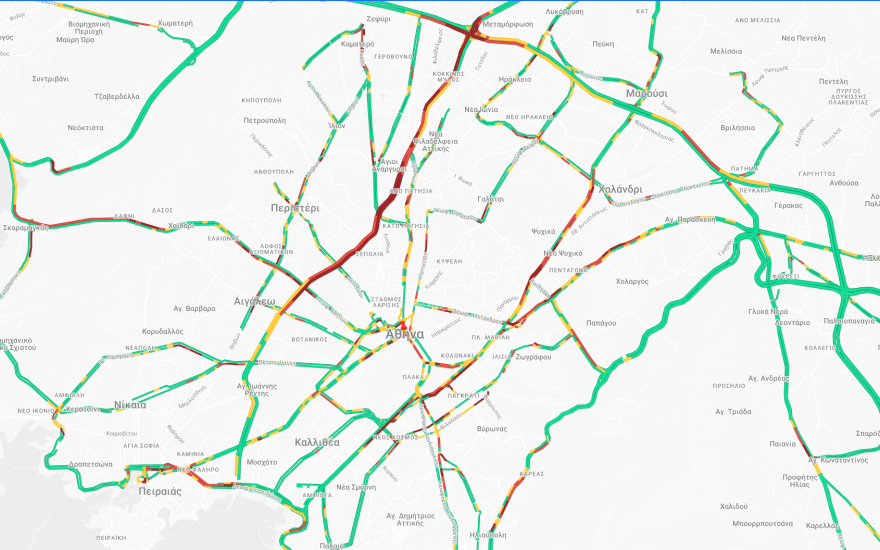Κίνηση στους δρόμους τώρα live: Μποτιλιάρισμα στον Κηφισό - Με δυσκολία σε Κηφισίας, Μεσογείων, κέντρο