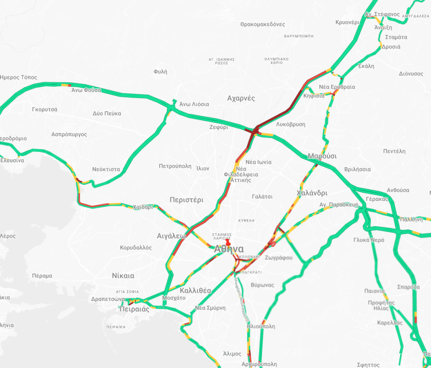 Μεγάλο μποτιλιάρισμα και στα δύο ρεύματα του Κηφισού, δείτε την κίνηση τώρα live 