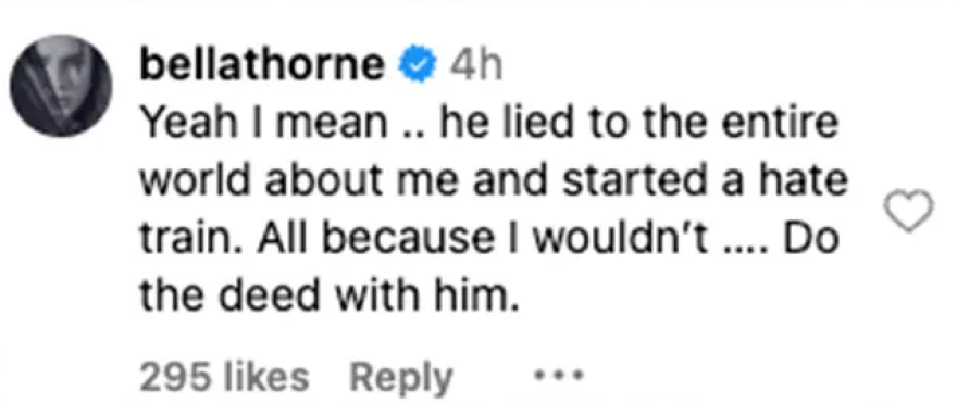 Η Μπέλα Θορν ξεσπά κατά του Τσάρλι Πουθ: Είπε ψέματα για εμένα επειδή δεν ήθελα να κάνω σεξ μαζί του