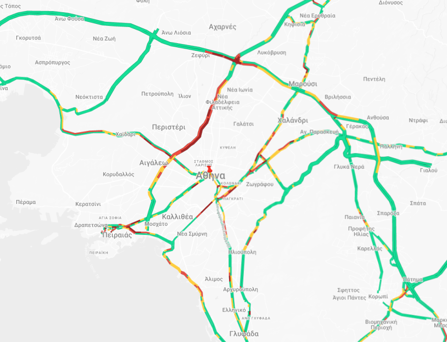 Κίνηση στους δρόμους: Σημειωτόν η κυκλοφορία στον Κηφισό, καθυστερήσεις και στο κέντρο της Αθήνας
