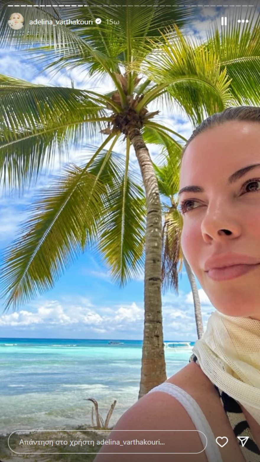 Η Αντελίνα Βαρθακούρη απολαμβάνει τις βουτιές της σε εξωτικό προορισμό