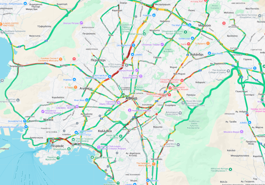 Κίνηση στους δρόμους τώρα live: Μποτιλιάρισμα και στα δύο ρεύματα του Κηφισού, σημαντικές καθυστερήσεις και στο λιμάνι του Πειραιά