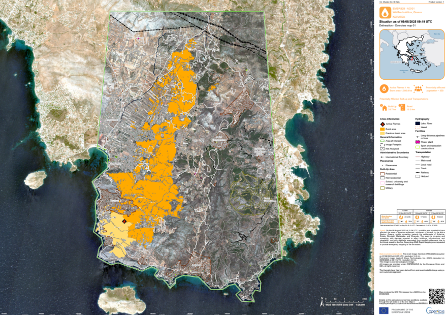 Φωτιά στην Κερατέα: Δορυφορικά δεδομένα δείχνουν την καμένη έκταση - Έγιναν «στάχτη» πάνω από 15.800 στρέμματα, τιτάνια μάχη να σωθεί ο Εθνικός Δρυμός Σουνίου

