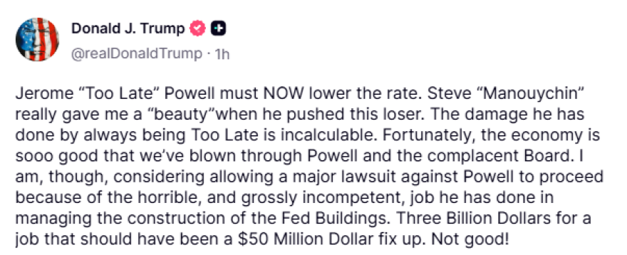 Επιμένει ο Τραμπ στη διαμάχη με τον Πάουελ της Fed – «Σκέφτομαι να εγκρίνω αγωγή σε βάρος του»
