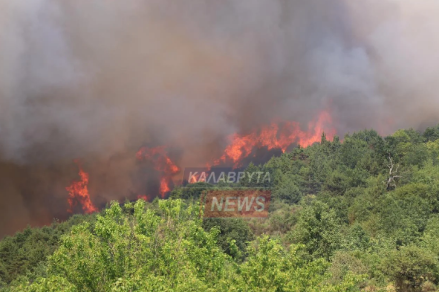 Καλύτερη η εικόνα της φωτιάς στο Λιβάδι Καλαβρύτων - Δείτε βίντεο