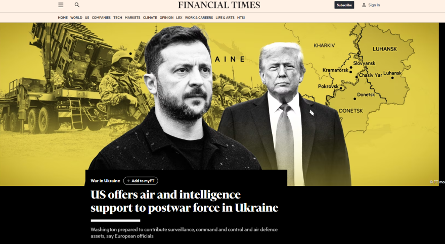 Financial Times: Αυτό είναι το σχέδιο για την Ουκρανία μετά τον πόλεμο - Ο Τραμπ θα προσφέρει ραντάρ, επίγεια και εναέρια αεράμυνα